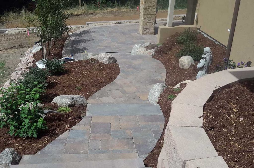 custom landscape design stone walkway denver