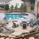 Custom Pool Decking, Hot Tub, Firepit, and Landscaping
