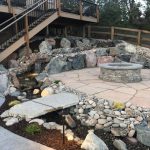 Custom Patio, Firepit, Waterfall and Bridge