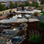 Custom Waterfall, Pond, Firepit, and Patio - Colorado