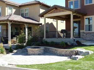 denver landscape design for colorado home backyard including fire pit